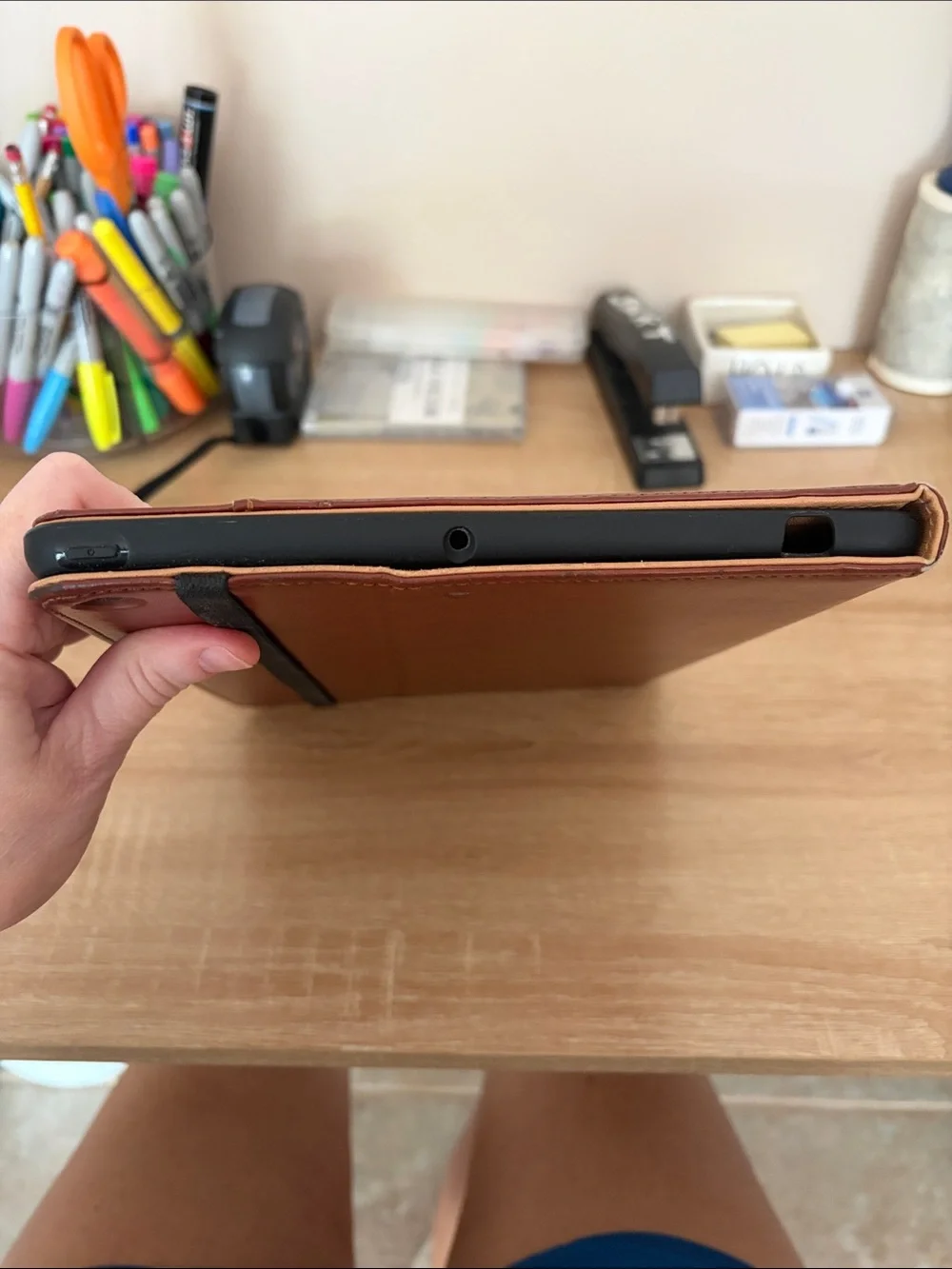 Brown Leather Look Tablet Folio Case